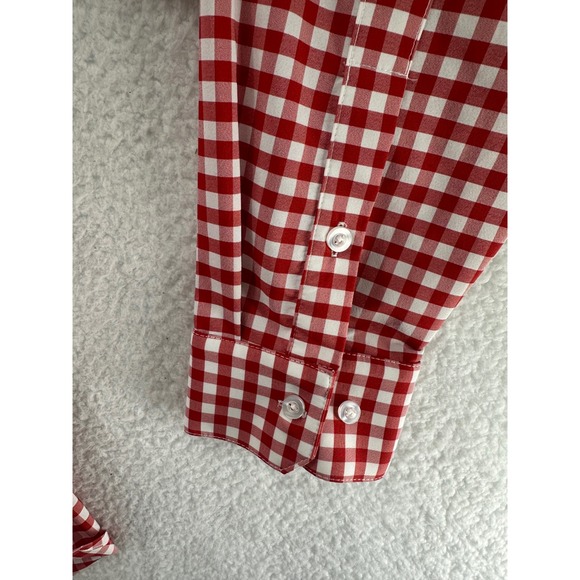 MIZZEN+MAIN Red White Gingham Check Long Sleeve Trim Fit Dress Shirt Mens XXL - Picture 8 of 12